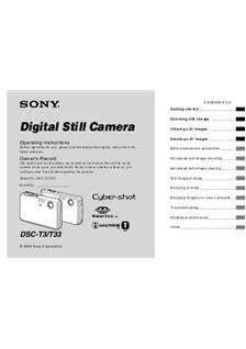 Sony Cyber-shot T33 manual. Camera Instructions.